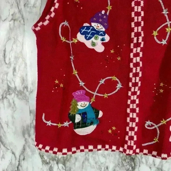 Ugly Christmas Sweater Vest. Planet And Company Woman SZ Petite Large Knit - Picture 7 of 8